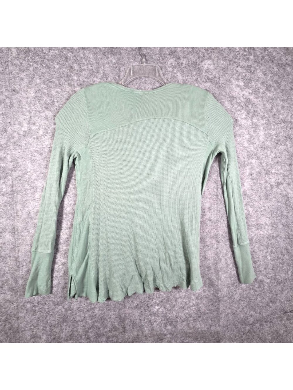 Free People We The Free Malibu Thermal Top Sage Green Size XS Waffle Knit - Picture 5 of 9